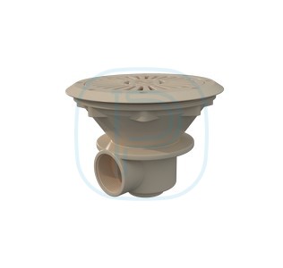 Bonde de fond pour liner Ø 210 mm avec grille ABS plate - Sable